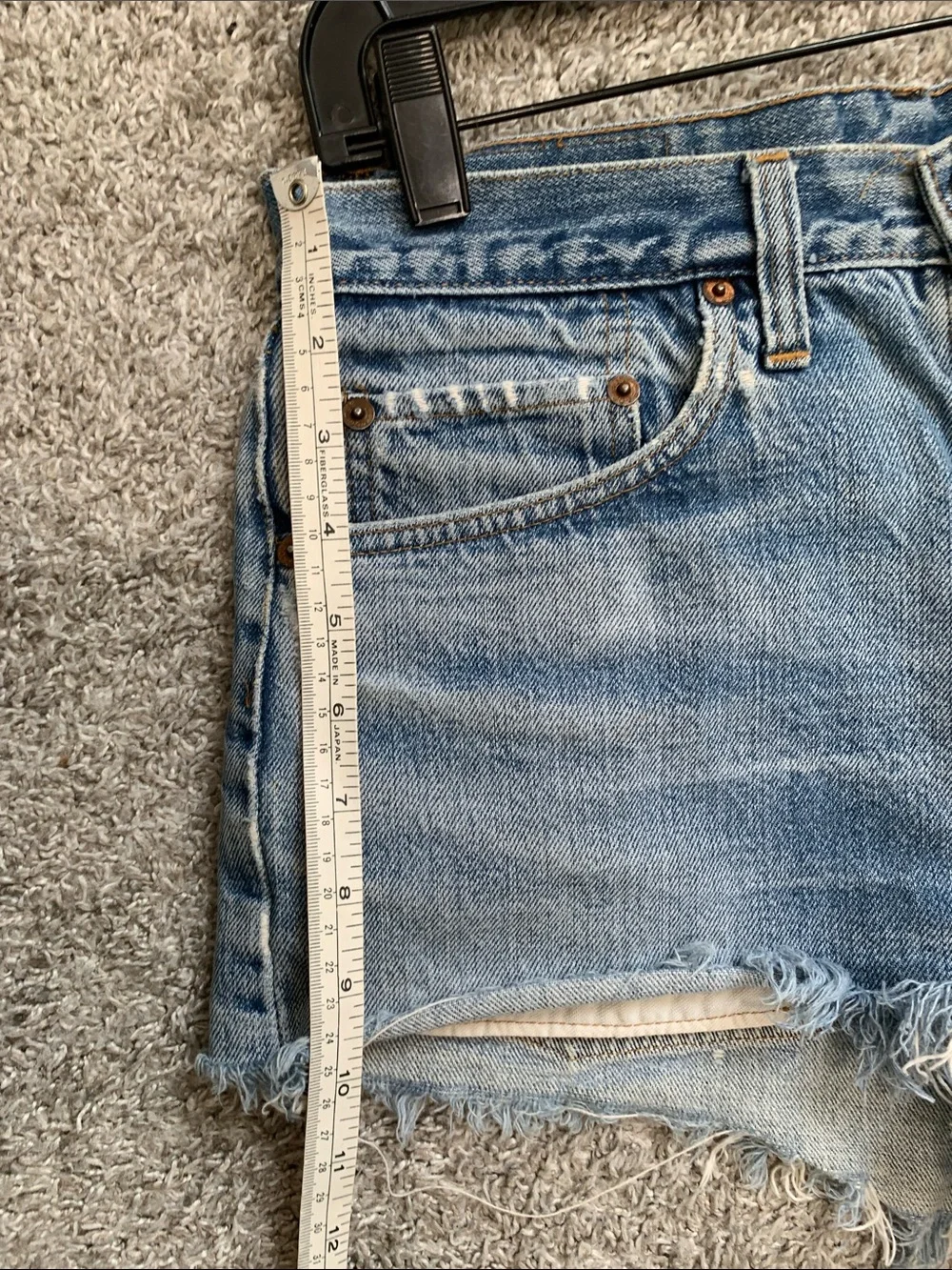 Denim Cutoff Shorts in Light Blue